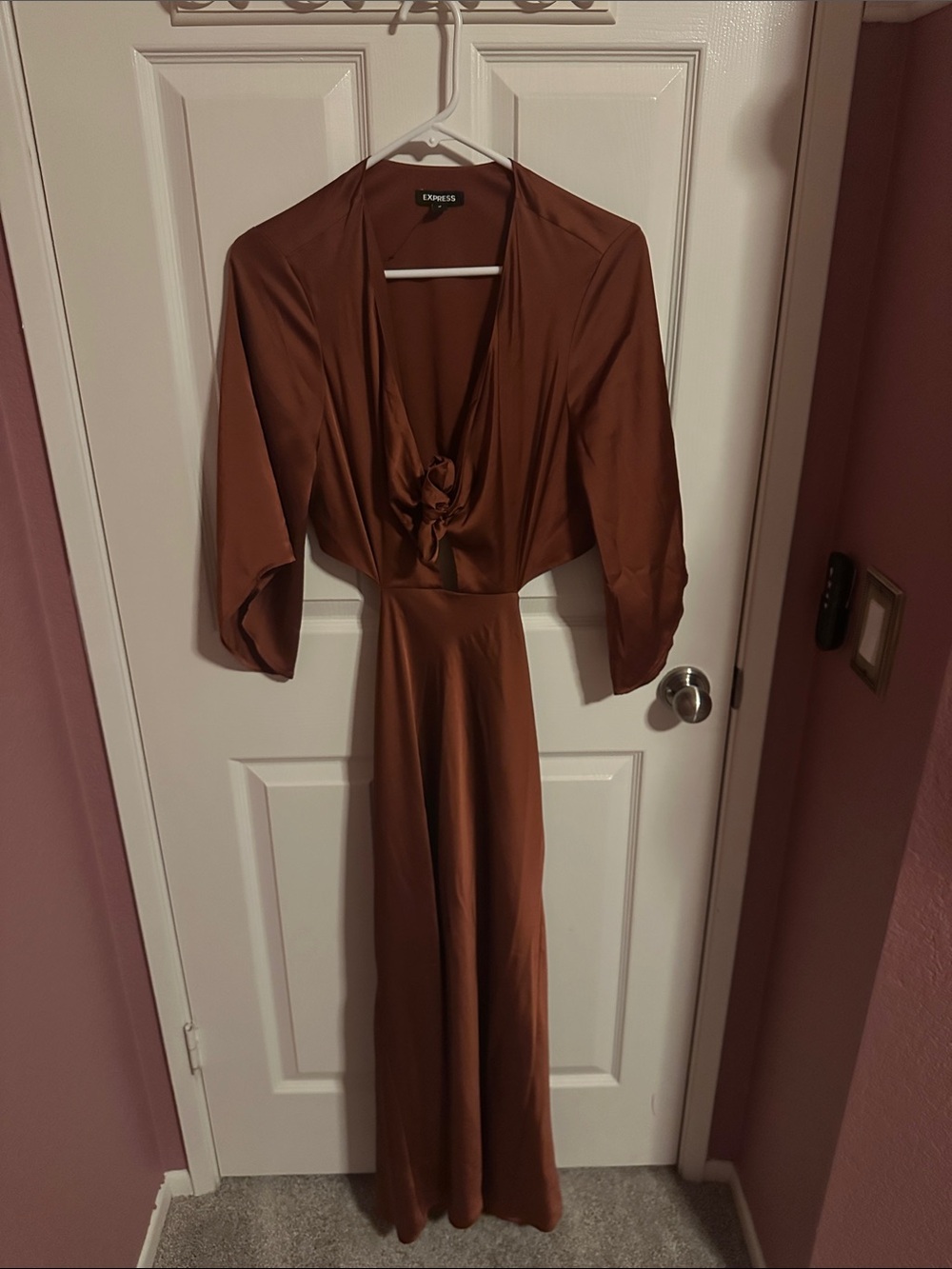 Express Satin Maxi Dress in Rust